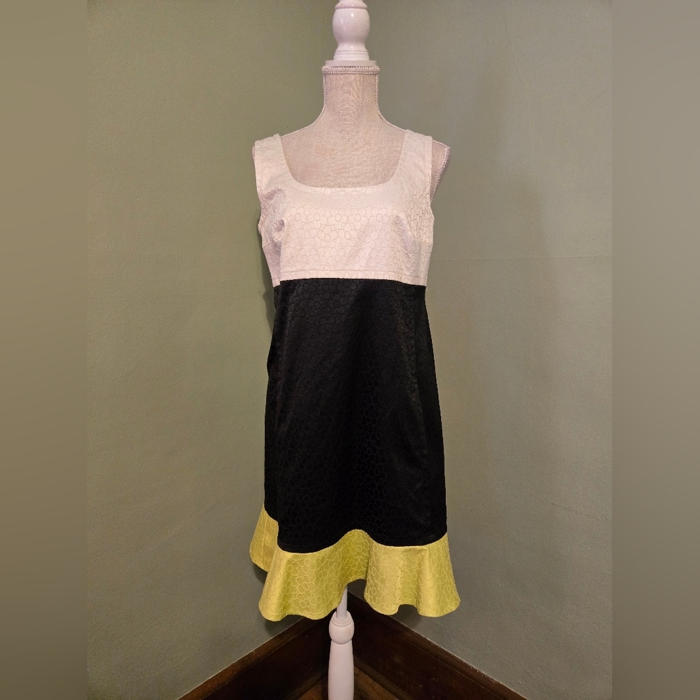 Chic Color Block Dress - Sara Campbell Size 10 Women's Black Ivory A6